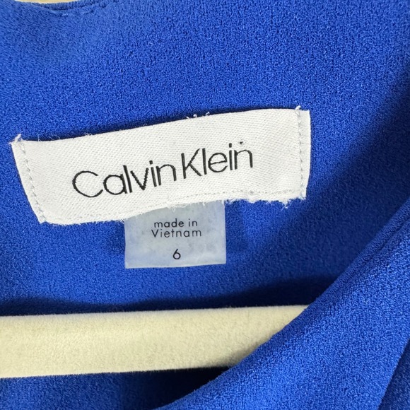 Calvin Klein Womens Royal Blue Notched Neck Sheath Dress Classic Party Size 6 - Picture 4 of 5
